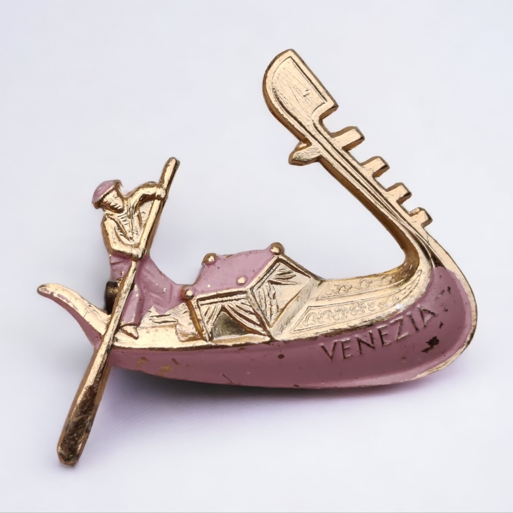 Antique Venice gondola brooch